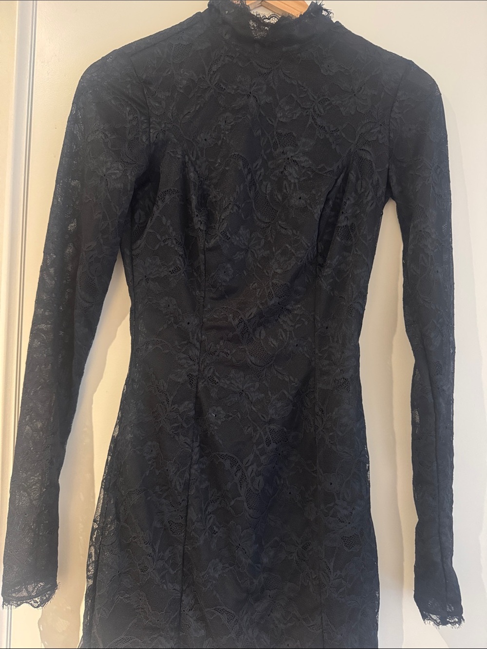 SKIMS Black Lace Long-Sleeve Mock Neck Top